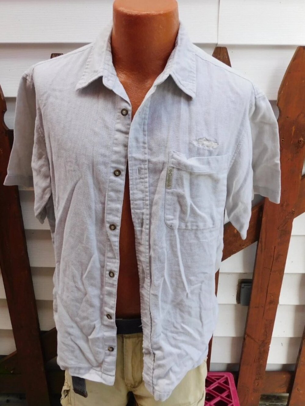 Columbia MENS RIVER LODGE Short Sleeve Mens Shirt Large Button Front